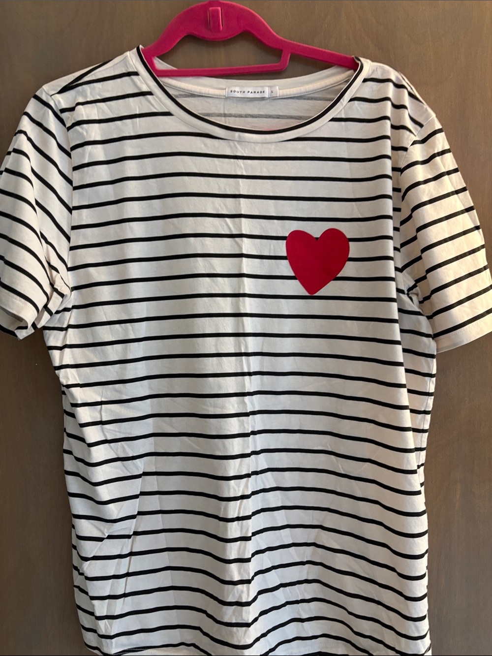 Women’s Striped Tee with Red Heart Patch